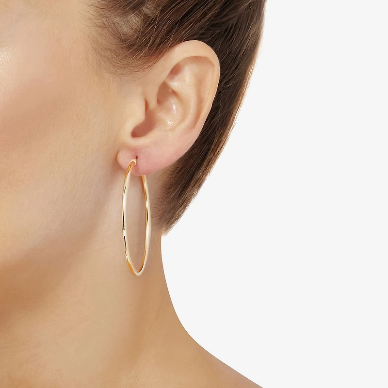 Womens 14K Gold 50mm Hoop Earrings