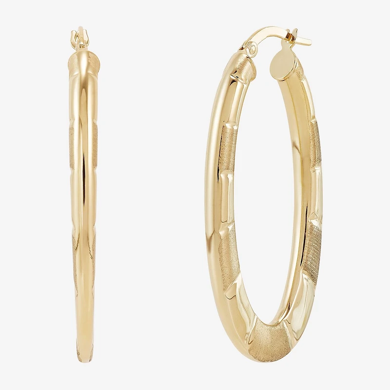Womens 14K Gold 30mm Oval Hoop Earrings