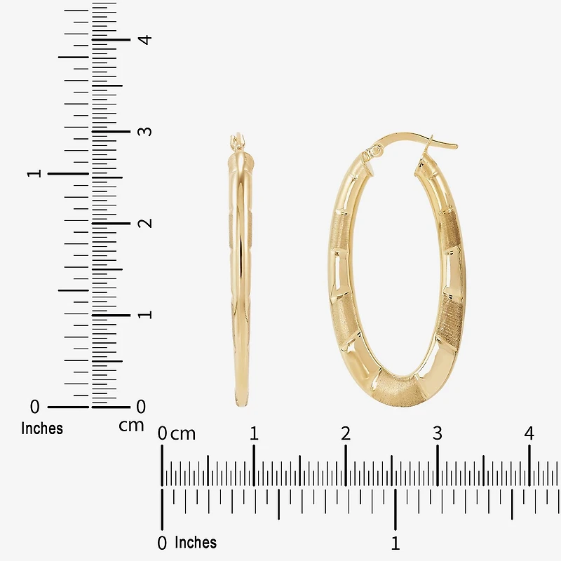 Womens 14K Gold 30mm Oval Hoop Earrings
