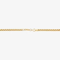 Womens 14K Gold 10 Inch Hollow Link Ankle Bracelet