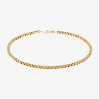 Womens 14K Gold 10 Inch Hollow Link Ankle Bracelet