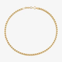 Womens 14K Gold 10 Inch Hollow Link Ankle Bracelet