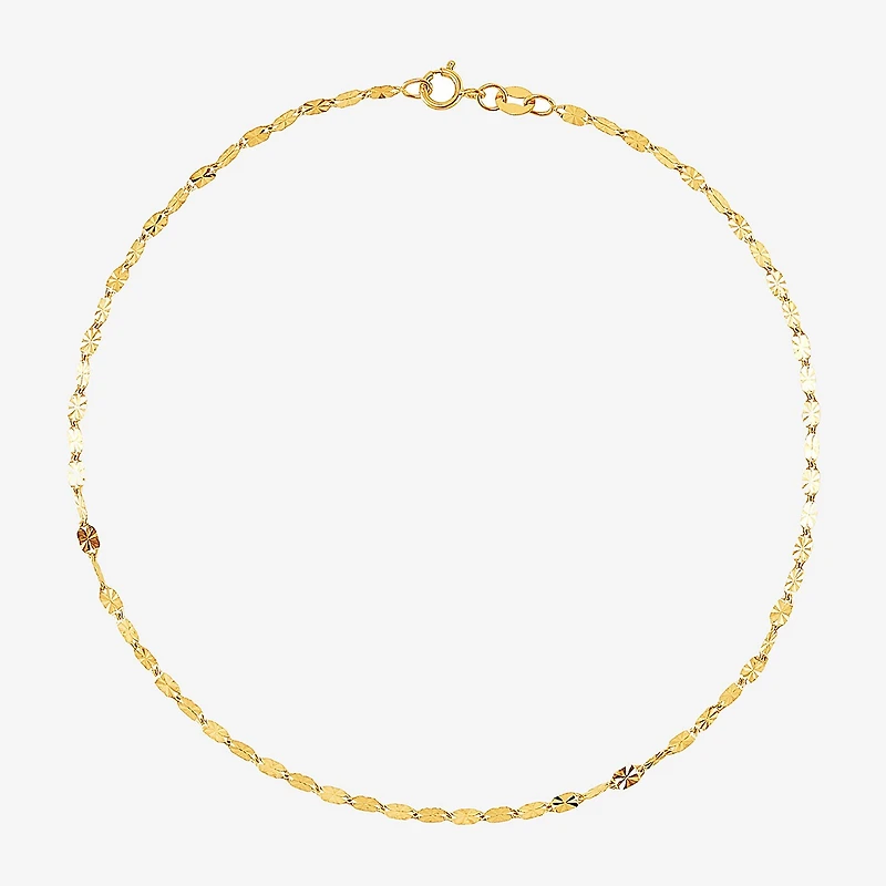 Womens 14K Gold 10 Inch Solid Fashion Ankle Bracelet
