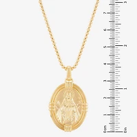 Virgin Mary Mens 14K Gold Over Silver Oval 22 Inch Pendant Necklace