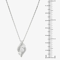 Womens White Cubic Zirconia Sterling Silver 18 Inch Pendant Necklace