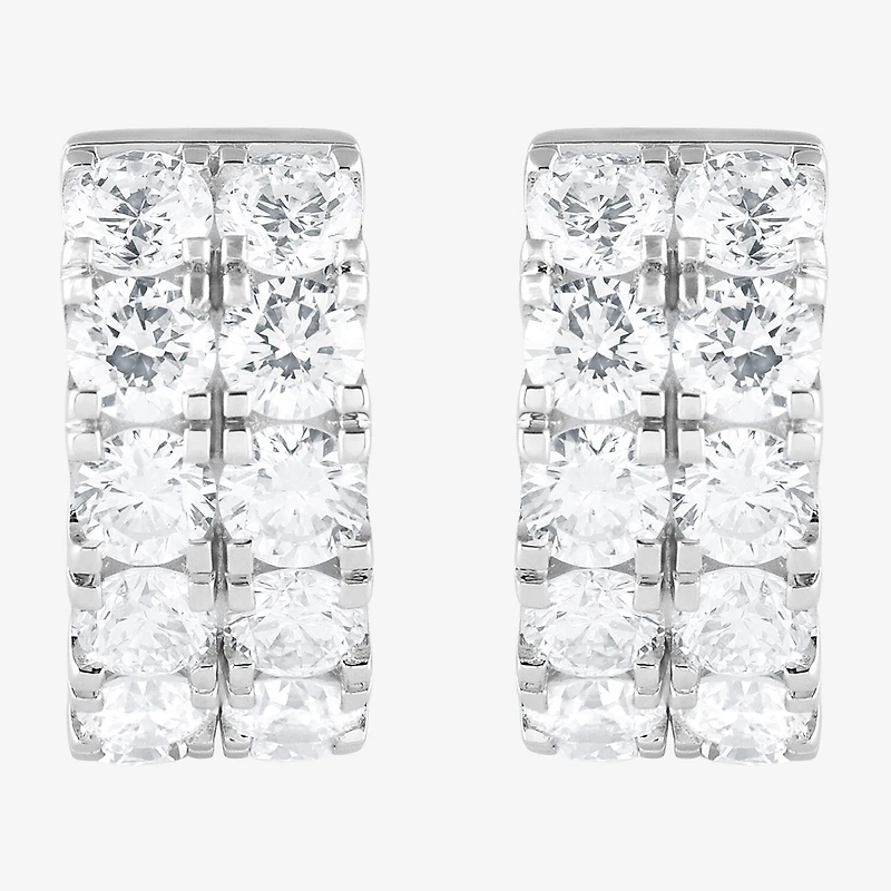 (G / Si1-Si2) Womens 2 CT. T.W. Lab Grown White Diamond Sterling Silver 13.2mm Hoop Earrings