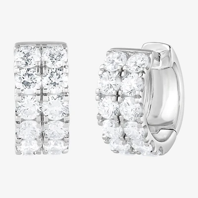 (G / Si1-Si2) Womens 2 CT. T.W. Lab Grown White Diamond Sterling Silver 13.2mm Hoop Earrings