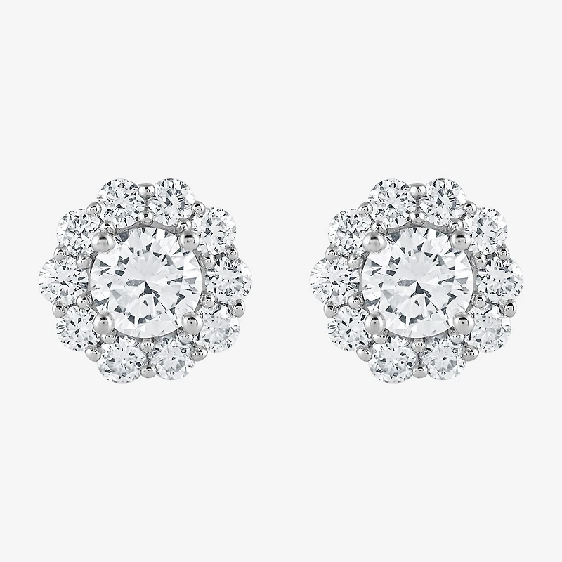 (G / Si1-Si2) 1 CT. T.W. Lab Grown White Diamond Sterling Silver 7.9mm Stud Earrings