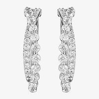 (I / I2) Womens 2 CT. T.W. Lab Grown White Diamond Sterling Silver 27.4mm Hoop Earrings