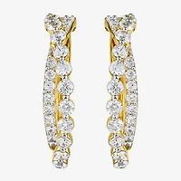 (I / I2) Womens 2 CT. T.W. Lab Grown White Diamond 14K Gold Over Silver 27.4mm Hoop Earrings