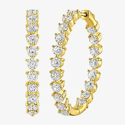 (G-H / Si2) Womens 5 CT. T.W. Lab Grown White Diamond Sterling Silver 31.9mm Hoop Earrings