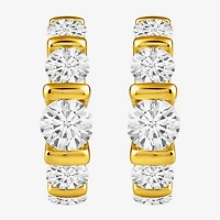 (G-H / Si2) Womens 2 CT. T.W. Lab Grown White Diamond 14K Gold Over Silver 18.2mm Hoop Earrings