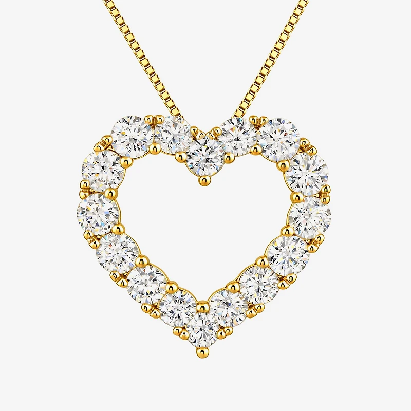 (G-H / Si2) Womens 3 CT. T.W. Lab Grown White Diamond Sterling Silver Heart 18 Inch Pendant Necklace