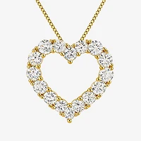 (G-H / Si2) Womens 3 CT. T.W. Lab Grown White Diamond Sterling Silver Heart 18 Inch Pendant Necklace