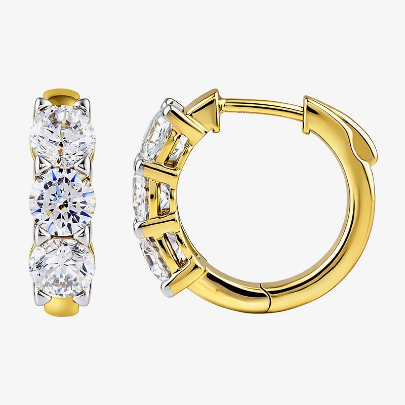 (G-H / Si2) Womens 2 CT. T.W. Lab Grown White Diamond Sterling Silver 15.3mm Hoop Earrings