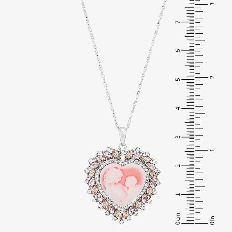 Womens Multi Color Crystal Sterling Silver Heart 18 Inch Pendant Necklace