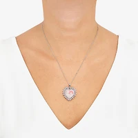 Womens Multi Color Crystal Sterling Silver Heart 18 Inch Pendant Necklace