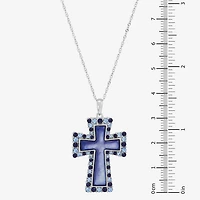 Cross Womens Multi Color Crystal Sterling Silver Cross 18 Inch Pendant Necklace