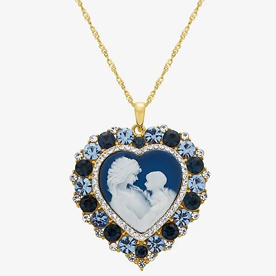 Womens Multi Color Crystal 18K Gold Over Silver Heart 18 Inch Pendant Necklace