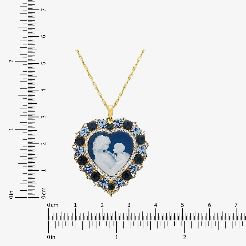 Womens Multi Color Crystal 18K Gold Over Silver Heart 18 Inch Pendant Necklace