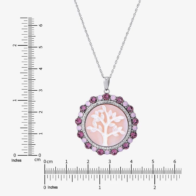 Womens Multi Color Crystal Sterling Silver Round 18 Inch Pendant Necklace