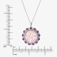 Womens Multi Color Crystal Sterling Silver Round 18 Inch Pendant Necklace