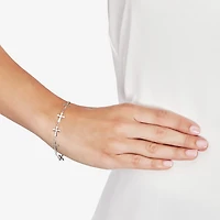Limited Quantities! Womens Sterling Silver 7.5 Inch Solid Link Cross Chain Bracelet