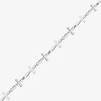Limited Quantities! Womens Sterling Silver 7.5 Inch Solid Link Cross Chain Bracelet