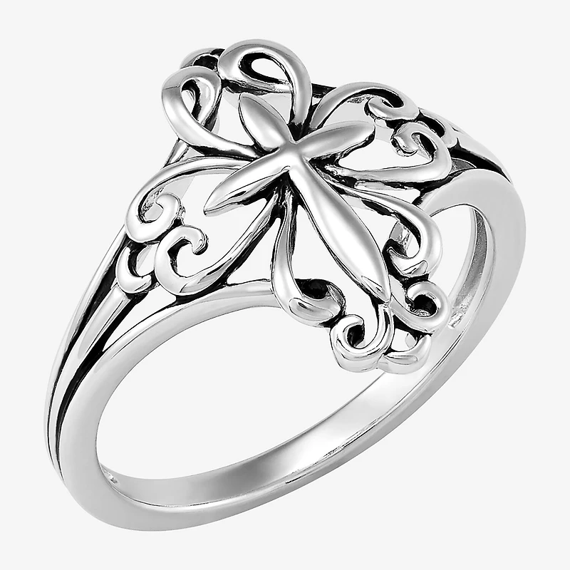 Limited Quantities! Womens Sterling Silver Cross Cocktail Ring