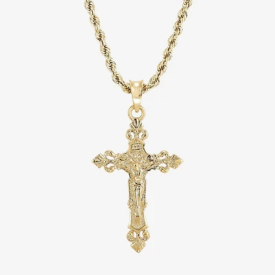 Limited Quantities! Mens 10K Gold Cross 22 Inch Pendant Necklace