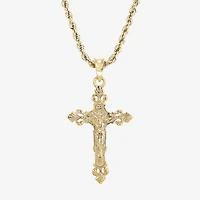 Limited Quantities! Mens 10K Gold Cross 22 Inch Pendant Necklace