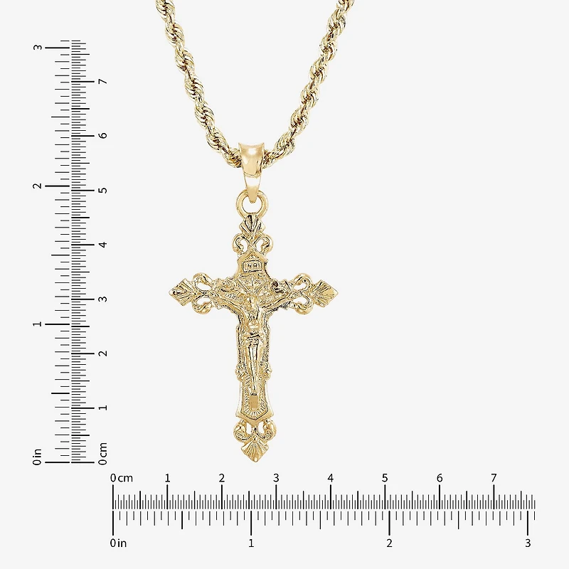 Limited Quantities! Mens 10K Gold Cross 22 Inch Pendant Necklace