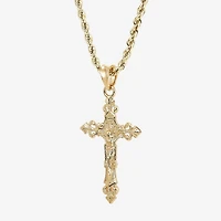 Limited Quantities! Mens 10K Gold Cross 22 Inch Pendant Necklace