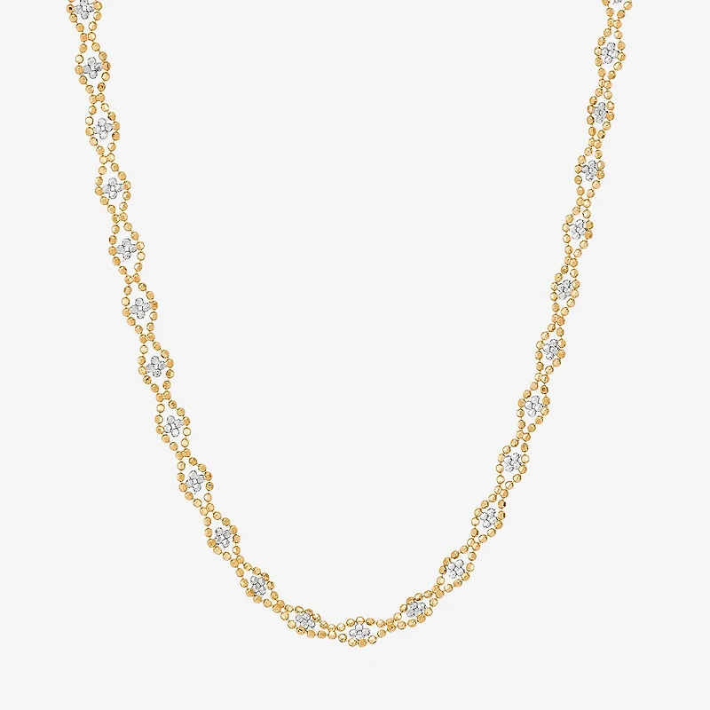 Limited Quantities! Womens 10K Two Tone Gold 18 Inch Bead Chain Necklace