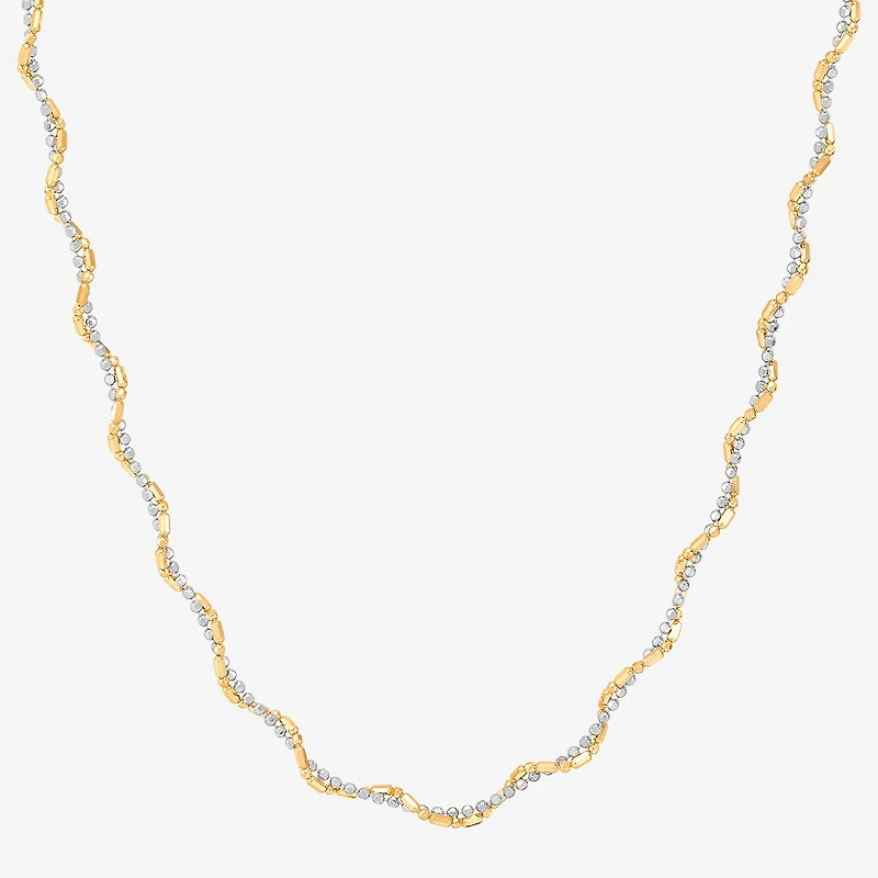 Limited Quantities! Womens 10K Two Tone Gold 18 Inch Bead Chain Necklace