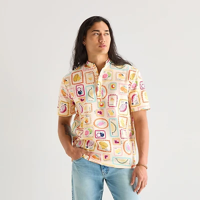 Hope & Wonder AAPI Mens Open Neck Short Sleeve Pullover Shirt