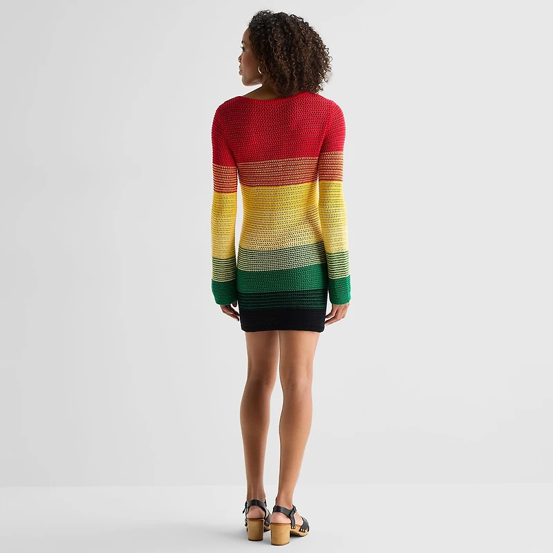 Hope & Wonder Juneteenth Womens Long Sleeve Sweater Dress
