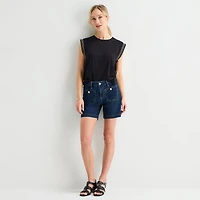 Liz Claiborne Womens Round Neck Sleeveless Blouse