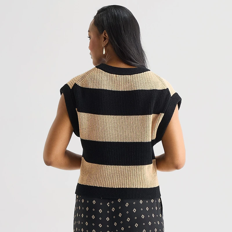 Liz Claiborne Womens Crew Neck Short Sleeve Pullover Sweater
