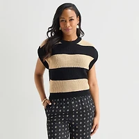 Liz Claiborne Womens Crew Neck Short Sleeve Pullover Sweater