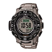 Casio Pro Trek Mens Atomic Time Digital Silver Tone Strap Watch Prw3500t-7cr