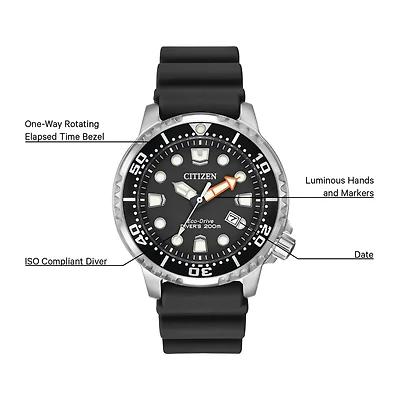 Citizen® Eco-Drive Promaster Mens Black Silicone Strap Watch BN0150-28E