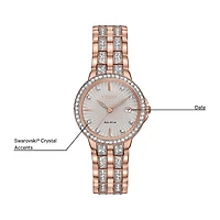Citizen Silhouette Crystal Womens Crystal Accent Rose Goldtone Stainless Steel Bracelet Watch Ew2348-56a