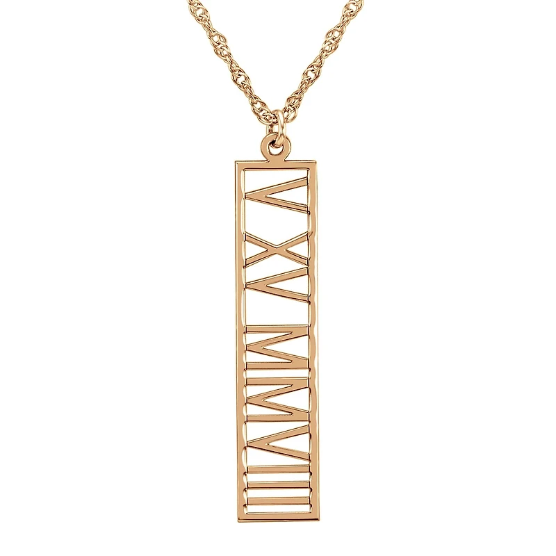 Personalized Roman Numeral Date Pendant Necklace