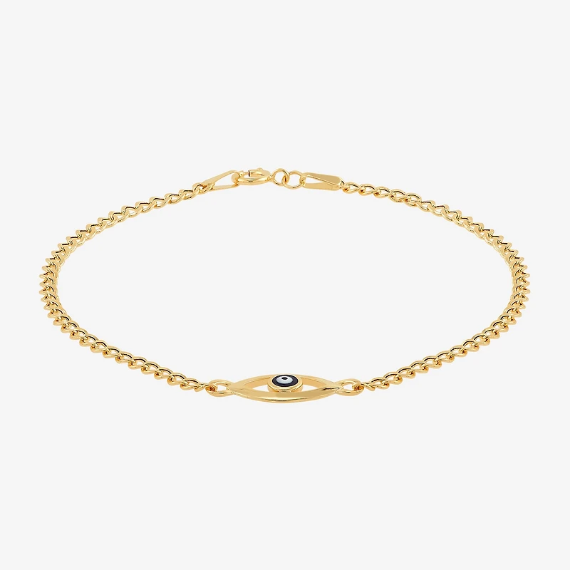 Womens 14K Gold Evil Eye Charm Bracelet
