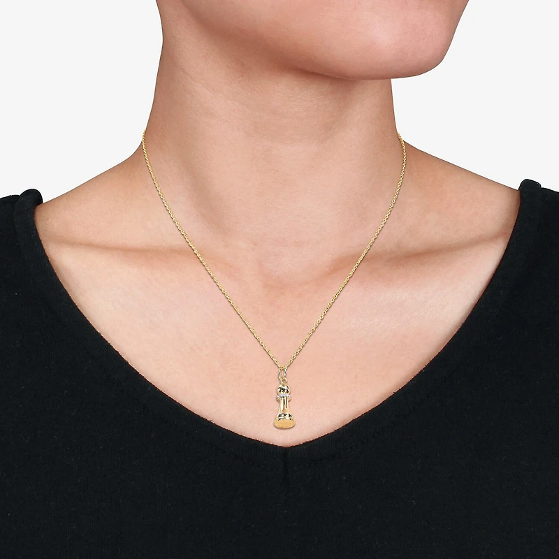 Womens Diamond Accent Genuine White 18K Gold Over Silver 18 Inch Pendant Necklace