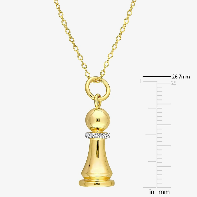 Womens Diamond Accent Genuine White 18K Gold Over Silver 18 Inch Pendant Necklace