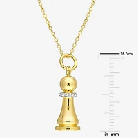 Womens Diamond Accent Genuine White 18K Gold Over Silver 18 Inch Pendant Necklace