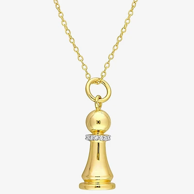 Womens Diamond Accent Genuine White 18K Gold Over Silver 18 Inch Pendant Necklace