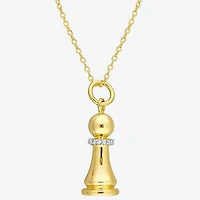 Womens Diamond Accent Genuine White 18K Gold Over Silver 18 Inch Pendant Necklace